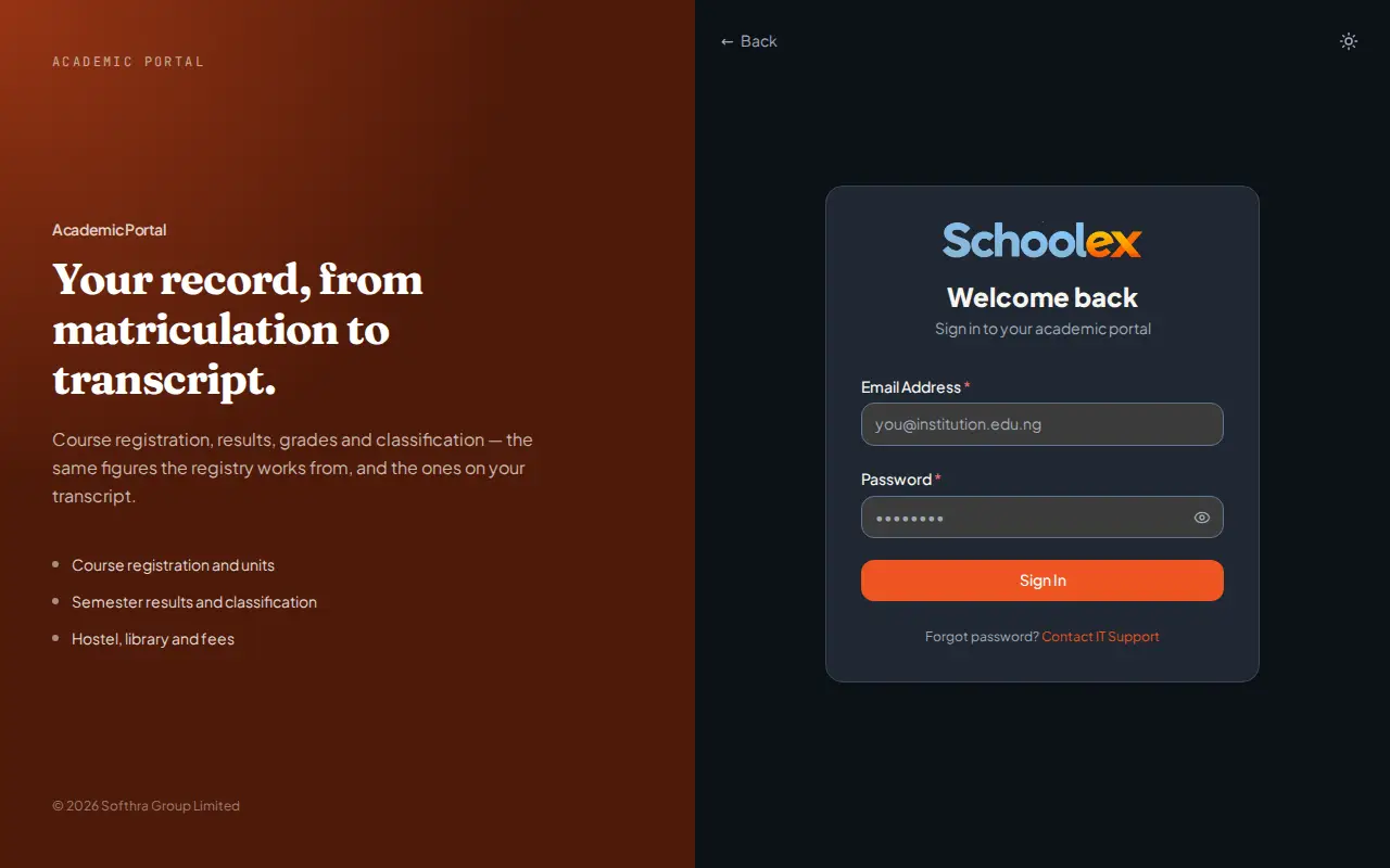 The sign-in page